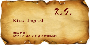 Kiss Ingrid névjegykártya